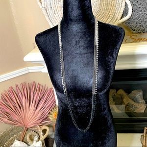 3 Tiers Rhinestone and Chain long necklace